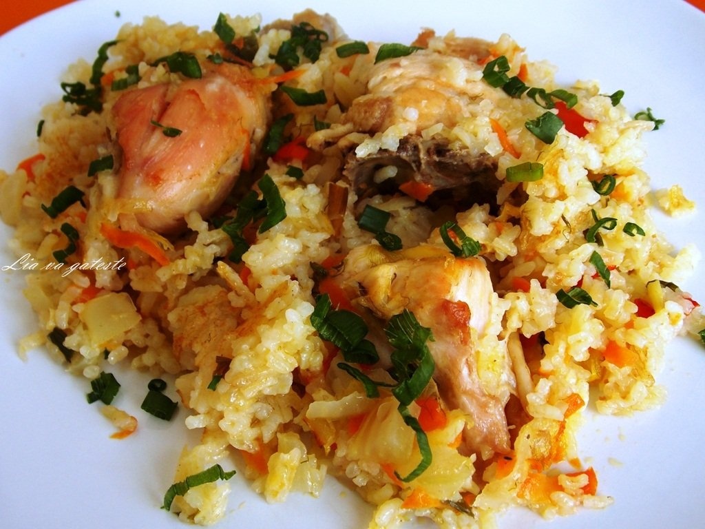 Pilaf de orez cu pui si fenicul