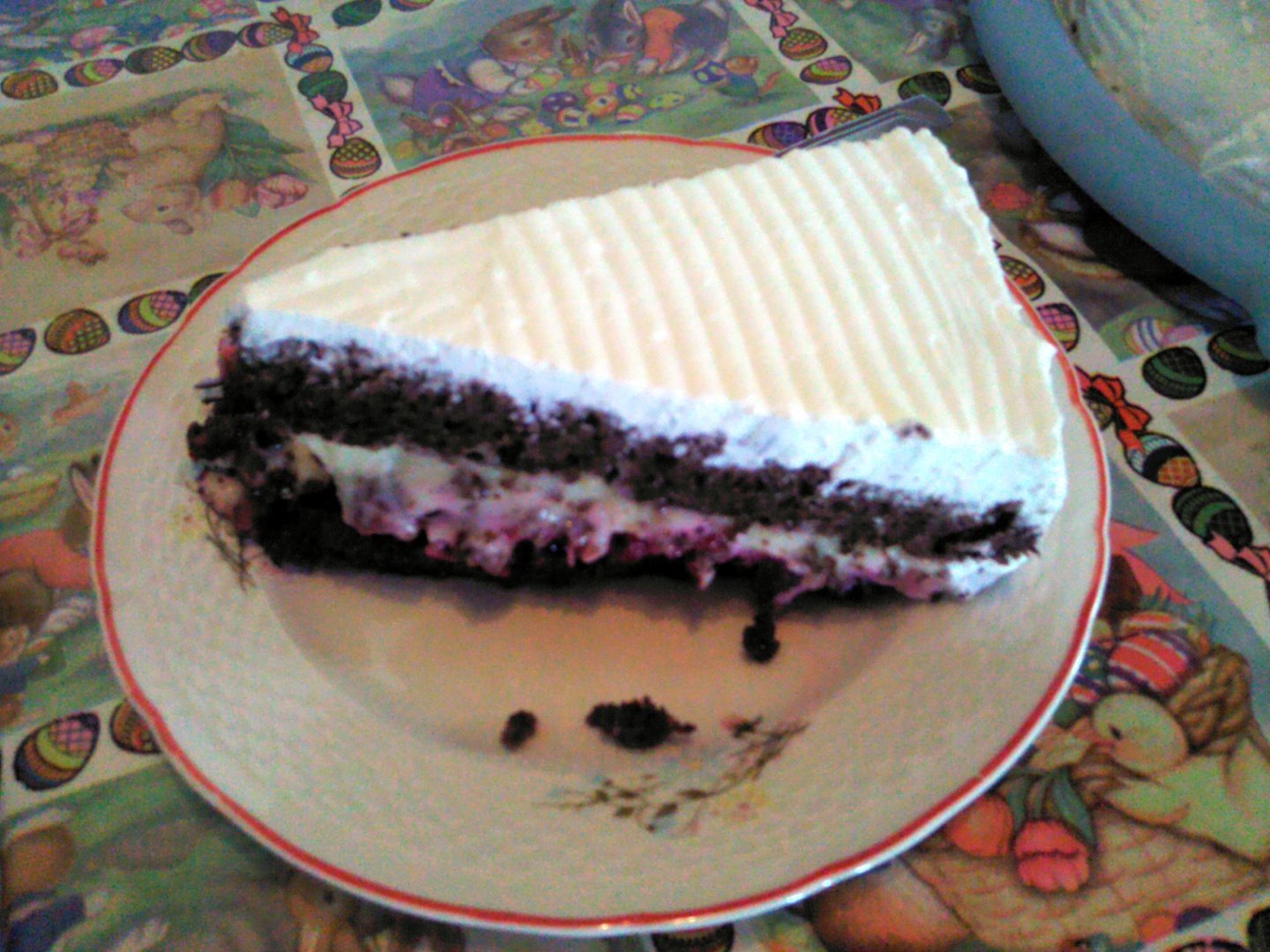 Brownie Cake with forest fruits and custard cream