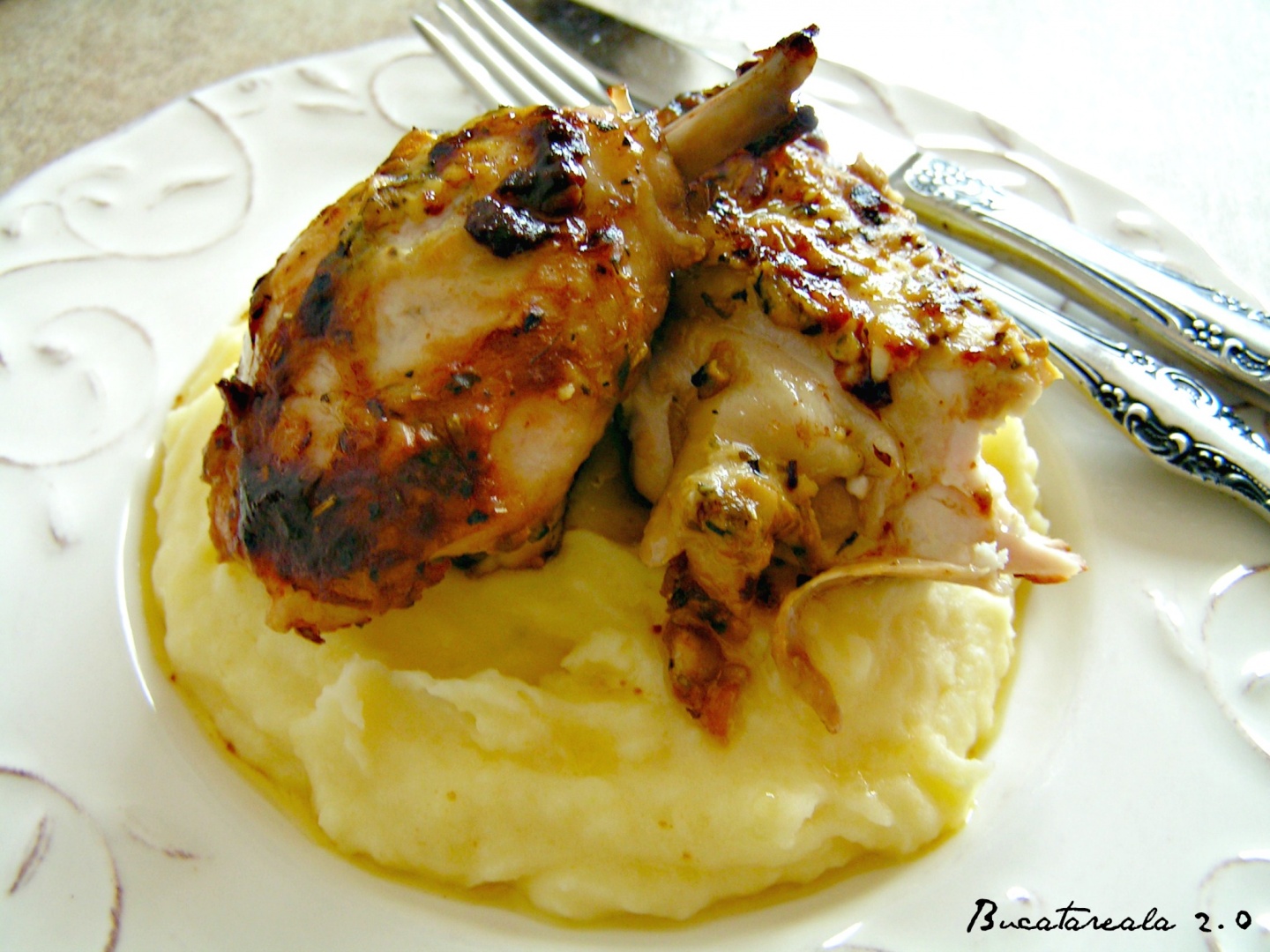 Pui cu mustar si usturoi a la Jacques Pepin