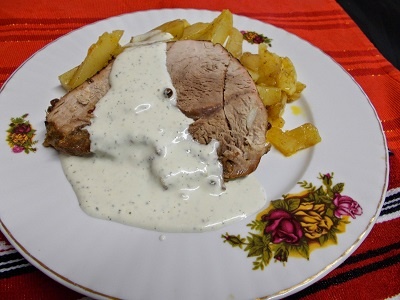 Pulpa de porc la cuptor cu sos de mustar