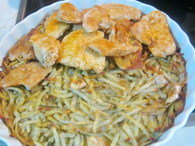 Piept de pui cu rösti si sos de visine