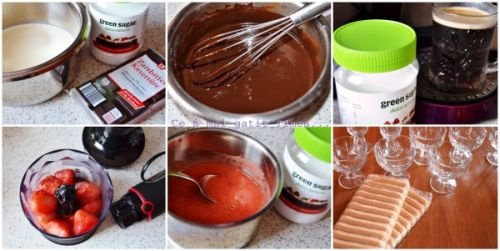 Desert la pahar cu ciocolata si jeleu de capsuni