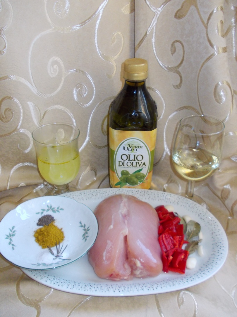 Pui indian cu ardei, curry si dafin