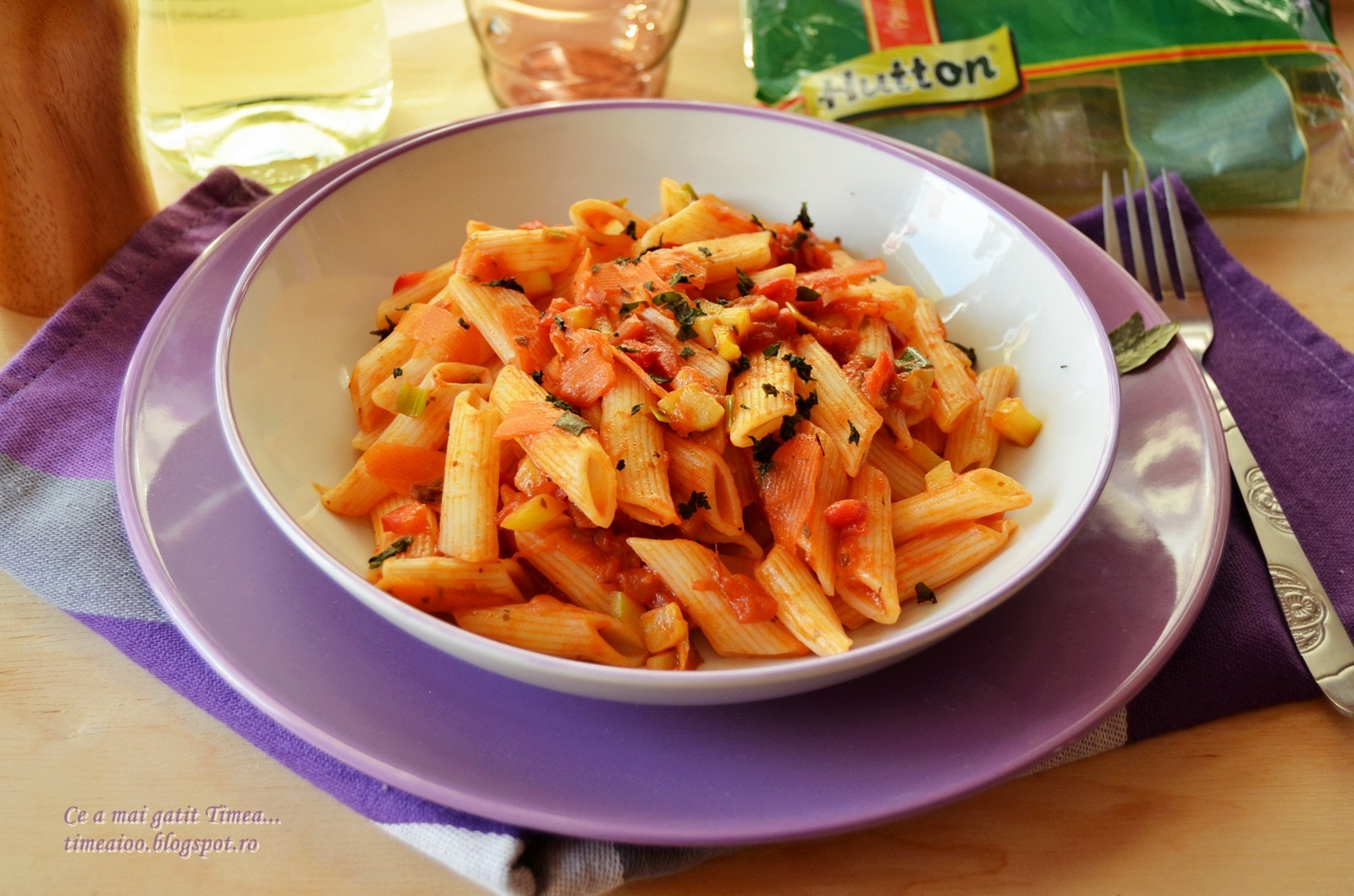 Penne cu legume si sos provensal
