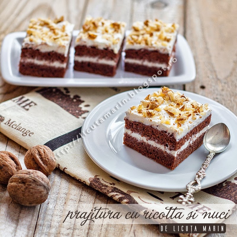 Prajitura cu crema de ricotta si nuci. Reteta delicioasa si usor de facut