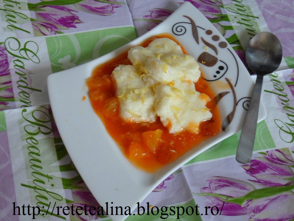 Gris cu lapte si dulceata de caise