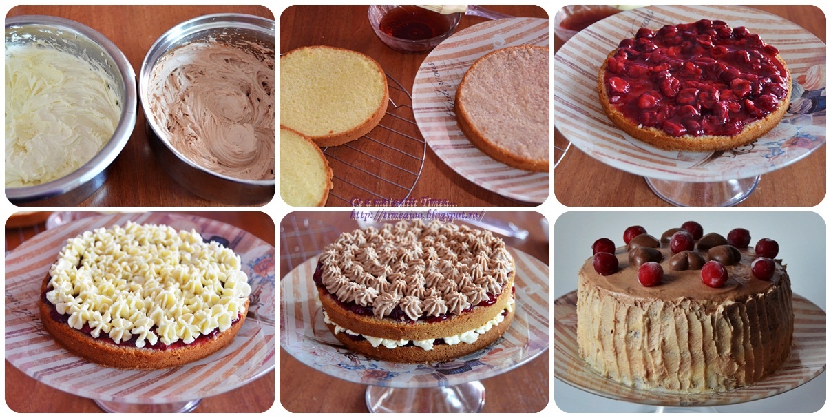 Tort cu visine si doua feluri de ciocolata