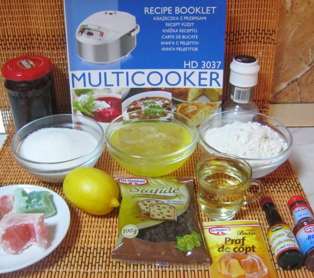 Prajitura din albusuri cu visine, stafide si rahat- la Multicooker