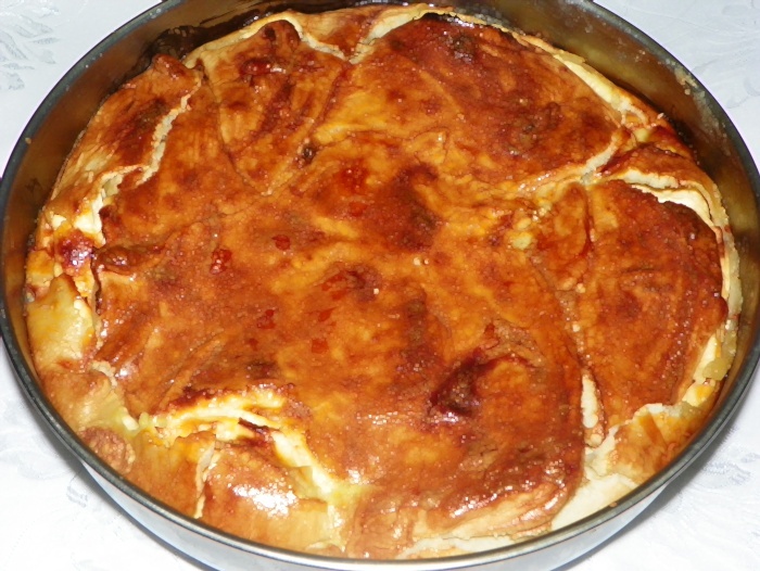 Placinta cu branza dulce si coaja de portocala confiata