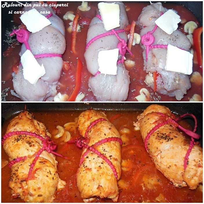 Rulada din pui cu ciuperci si carnati de casa