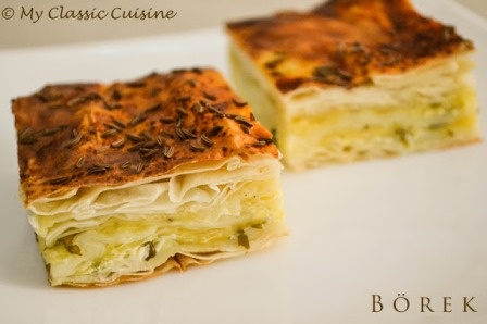 Börek - placinta turceasca cu branza si patrunjel