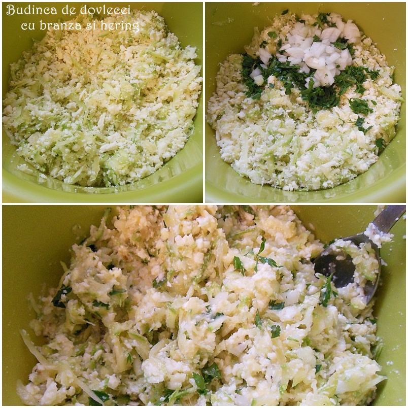 Budinca de dovlecei cu branza si hering