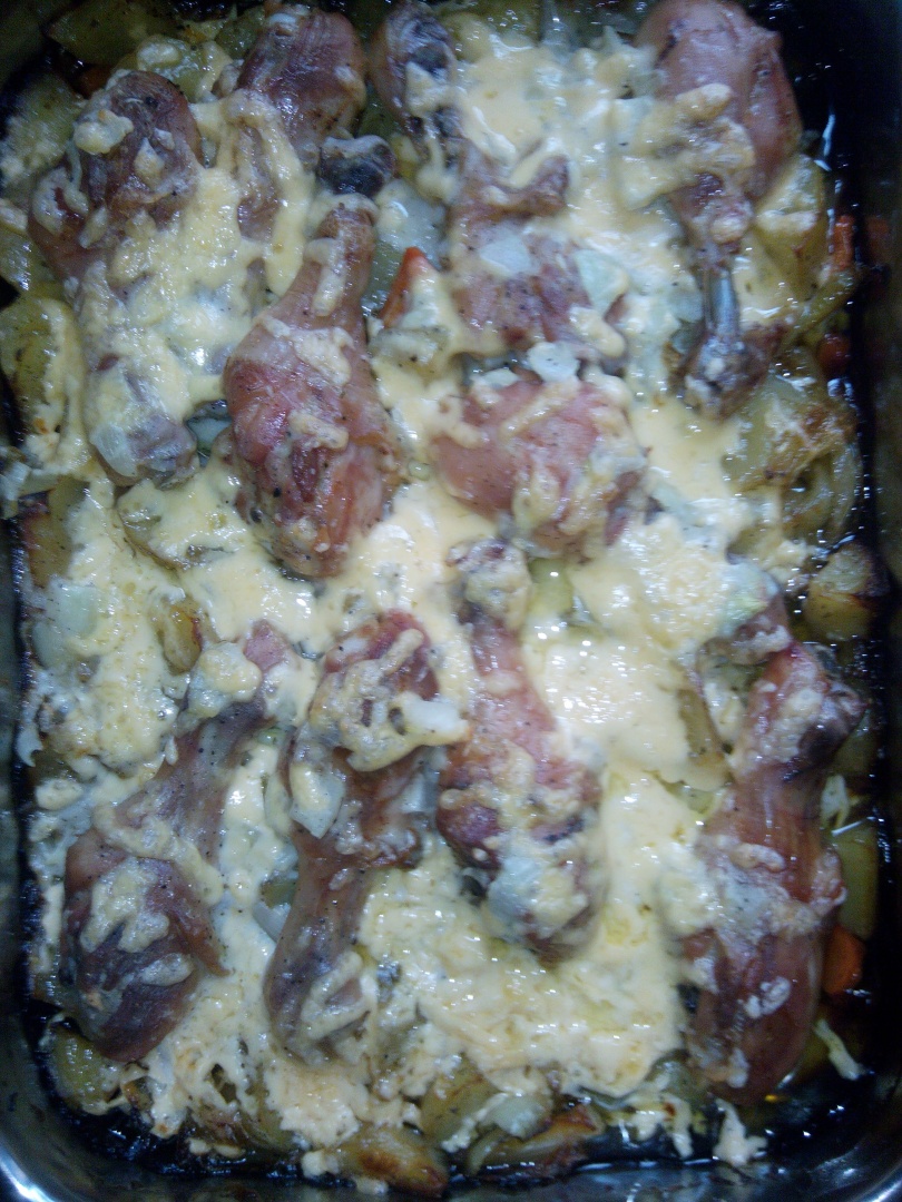 Legume cu pui si sos alb la cuptor