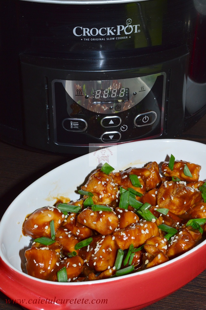 Pui asiatic cu portocale la slow cooker Crock Pot