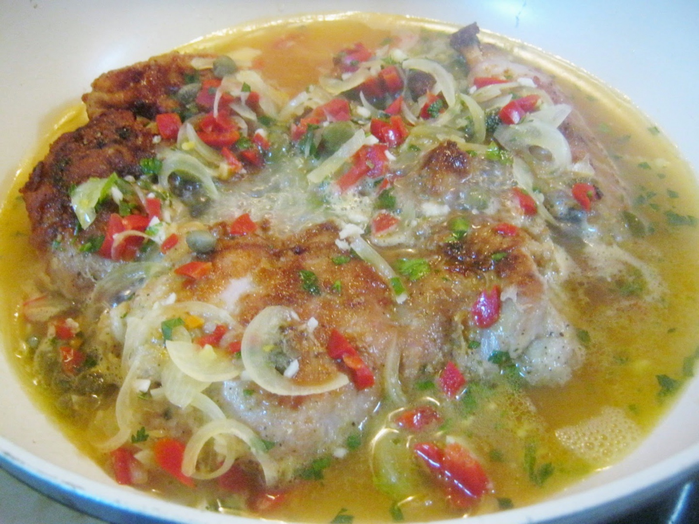 Piccata de curcan cu piure de mazare si orez