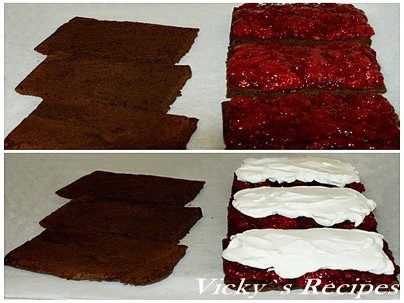 Prajitura cu ciocolata, capsuni si crema de smantana