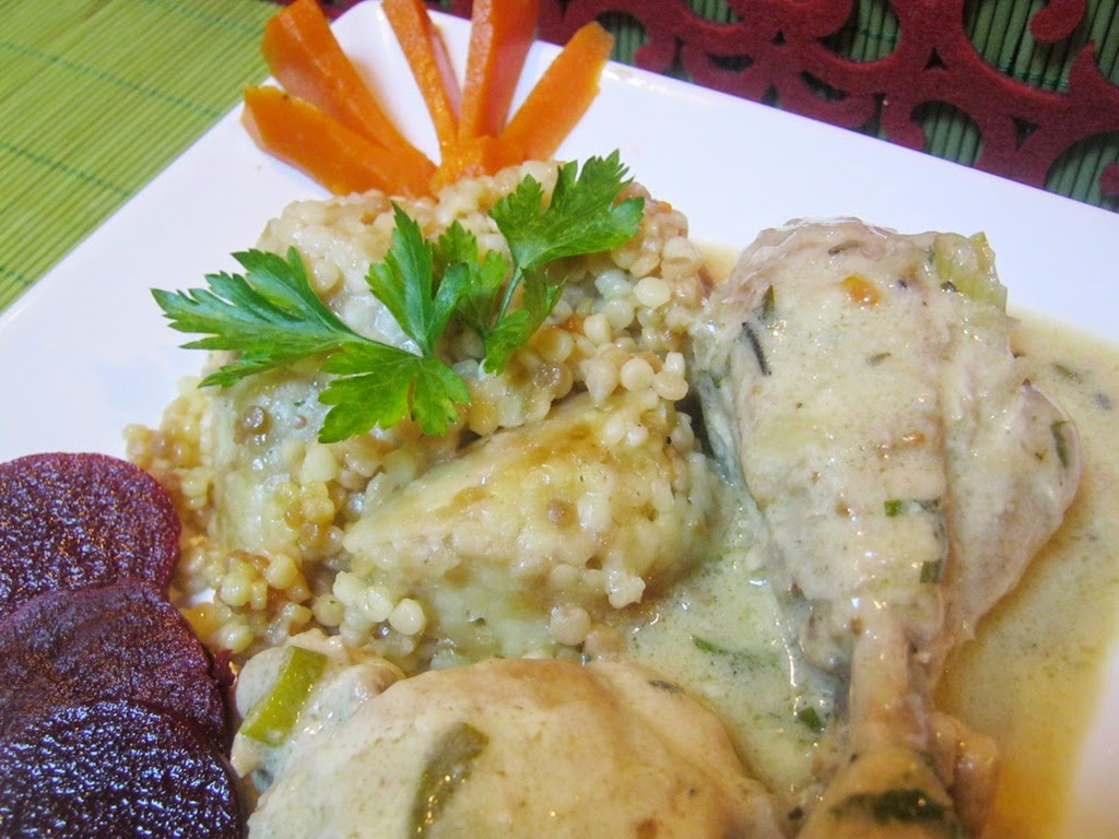 Fricasse de pui cu salvie si cus-cus