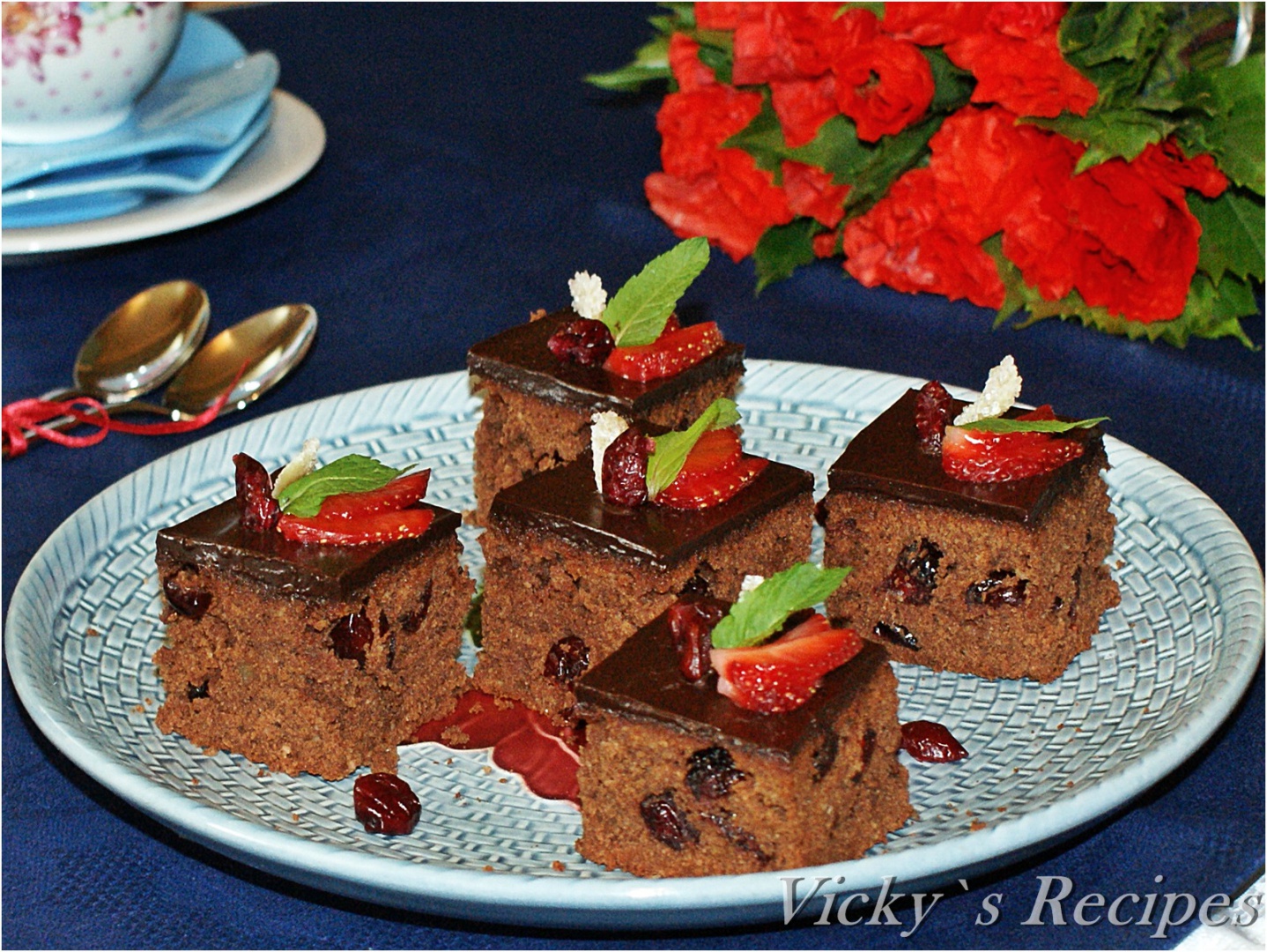 Prăjitură cu ciocolată, merișoare și ghimbir