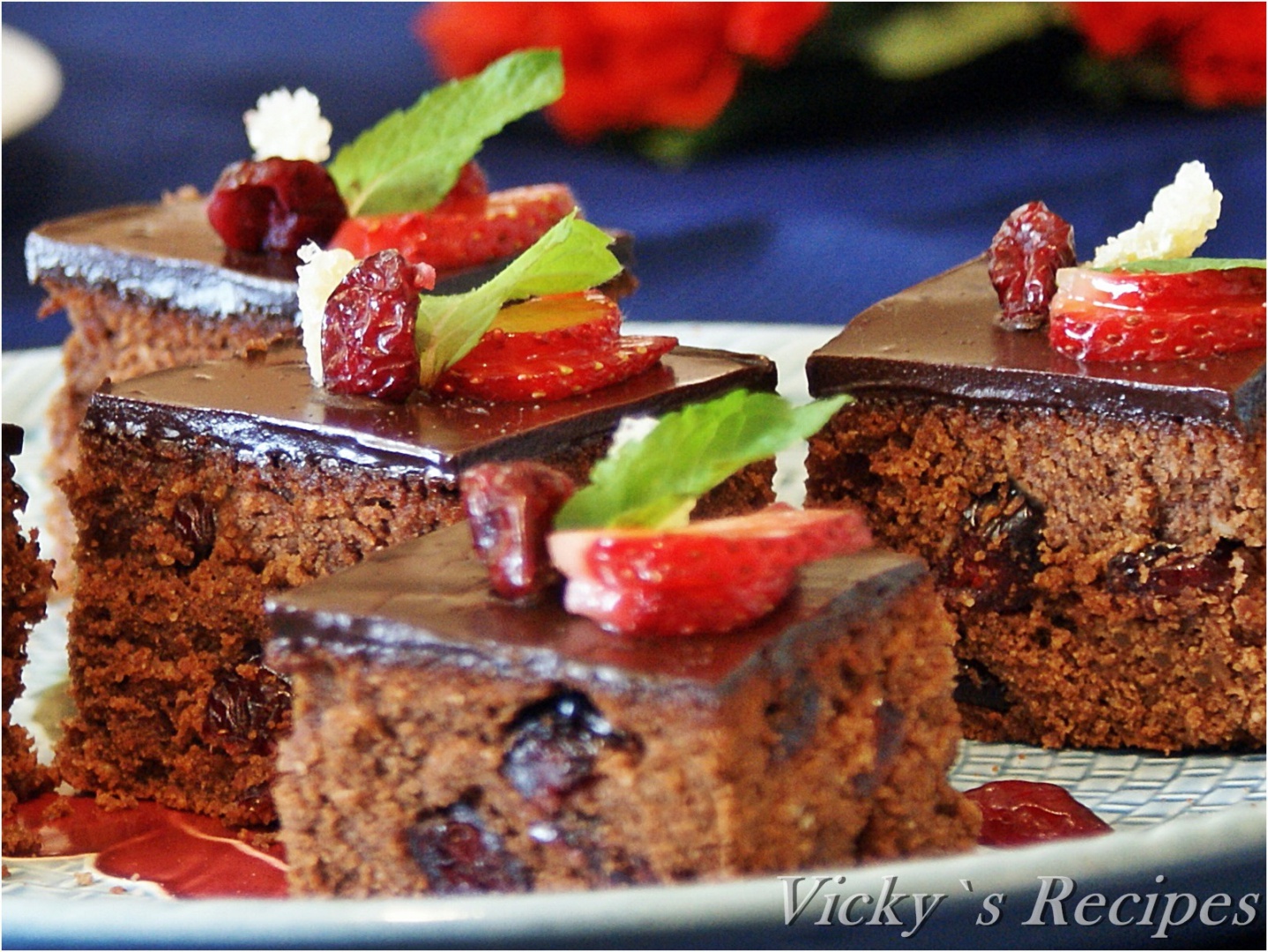 Prăjitură cu ciocolată, merișoare și ghimbir