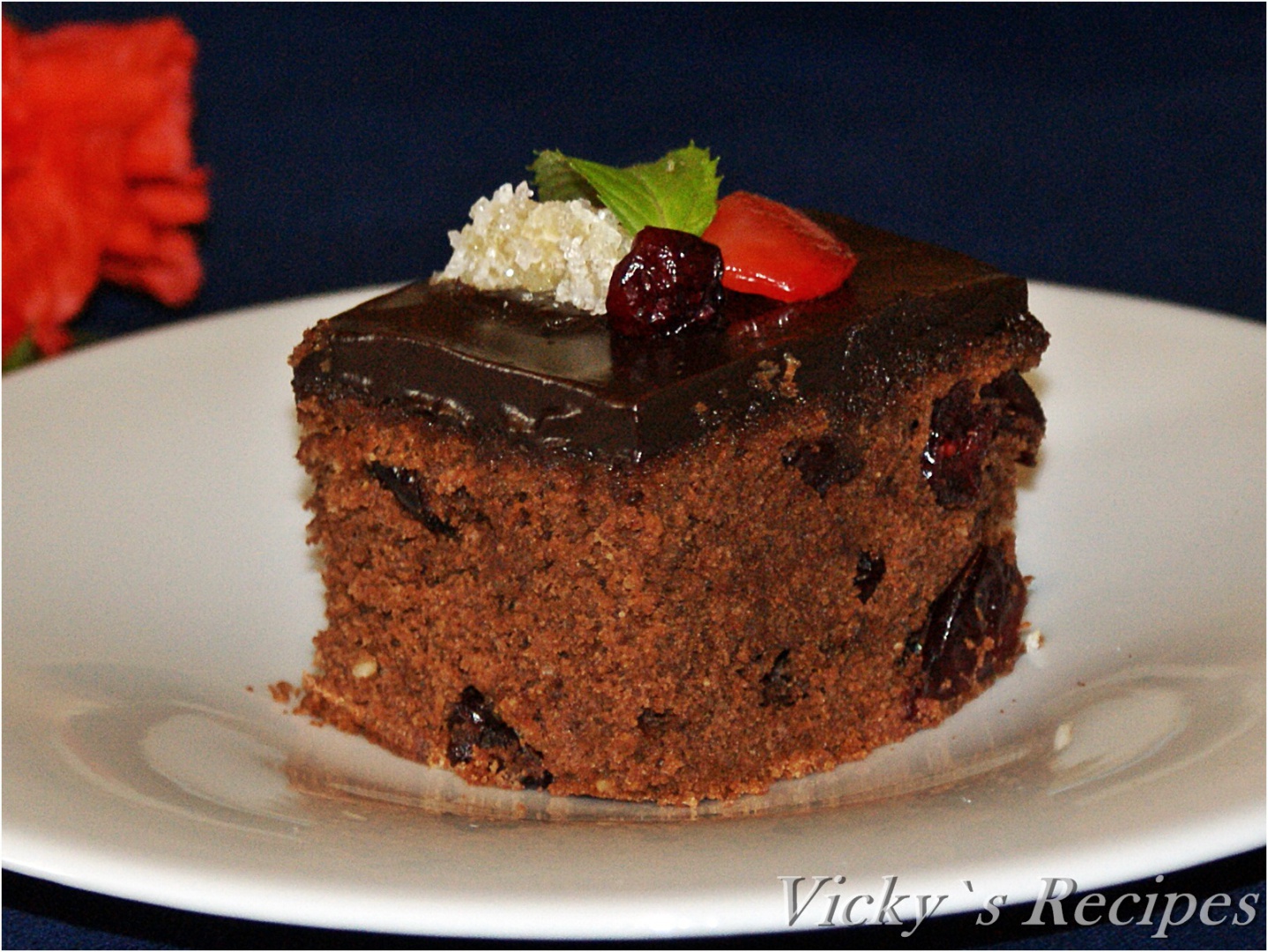 Prăjitură cu ciocolată, merișoare și ghimbir