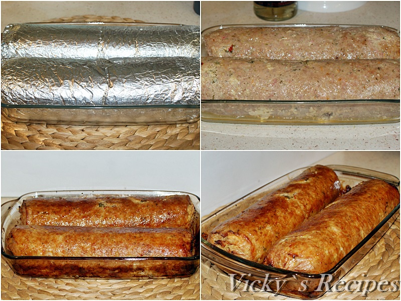 Ruladă din carne tocată de pasăre și ouă de prepeliță