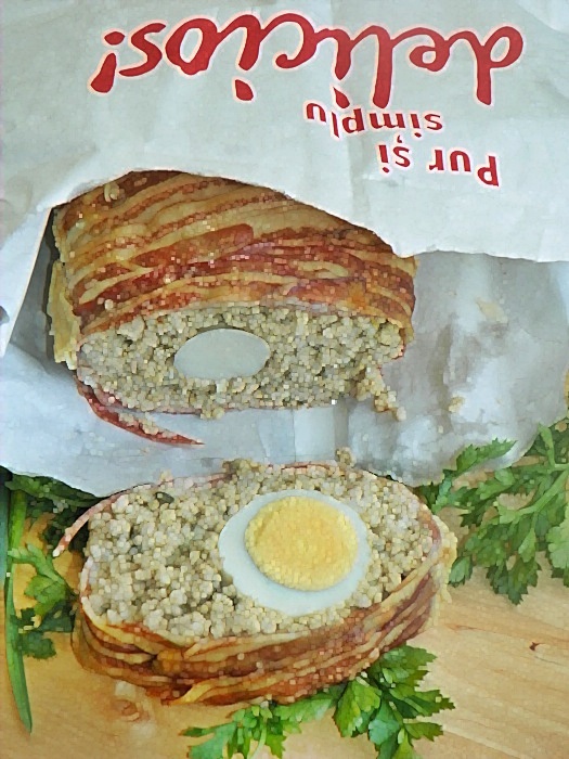 Drob cu carne de porc in manta de bacon