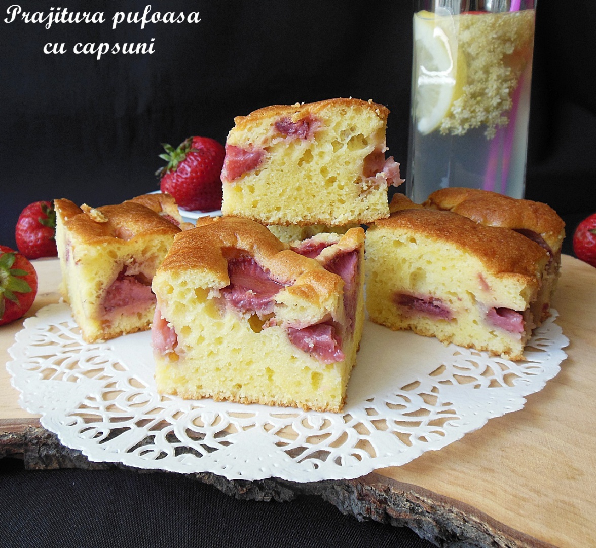Prajitura pufoasa cu capsuni