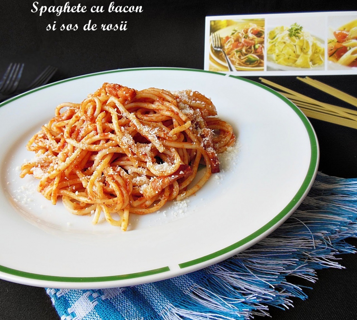 Spaghete cu bacon si sos de rosii | Retete culinare |