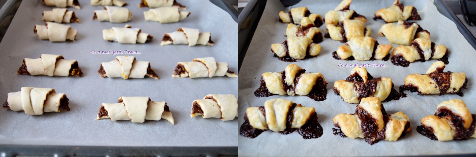 Cornulete din foietaj cu ciocolata si nuca