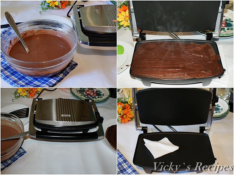 Clătite cu cacao umplute cu banane caramelizate