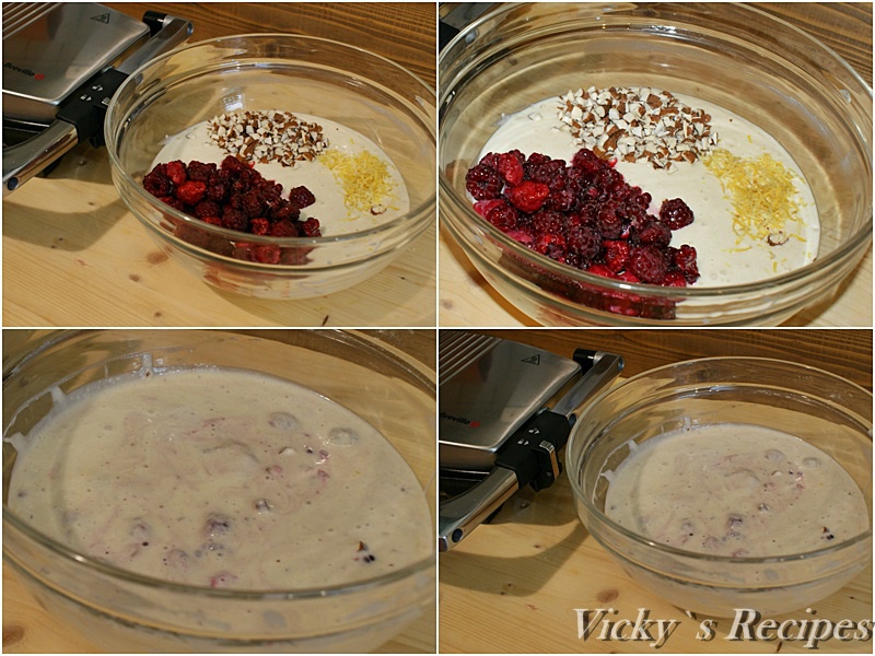 Pancakes cu iaurt, zmeură și migdale