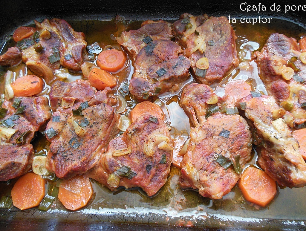 Ceafa de porc la cuptor - reteta de friptura frageda de porc
