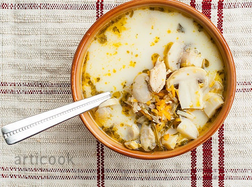 Supa de pui si ciuperci la Slow Cooker