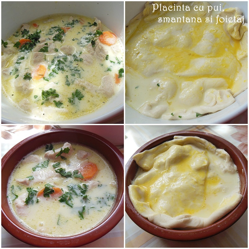 Placinta cu pui, smantana si foietaj