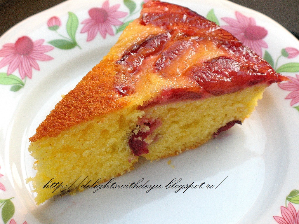 Prajitura cu prune caramelizate si visine