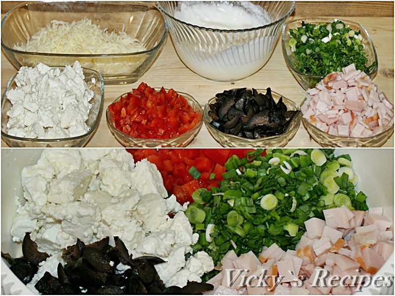 Chec aperitiv cu branza, sunca si masline