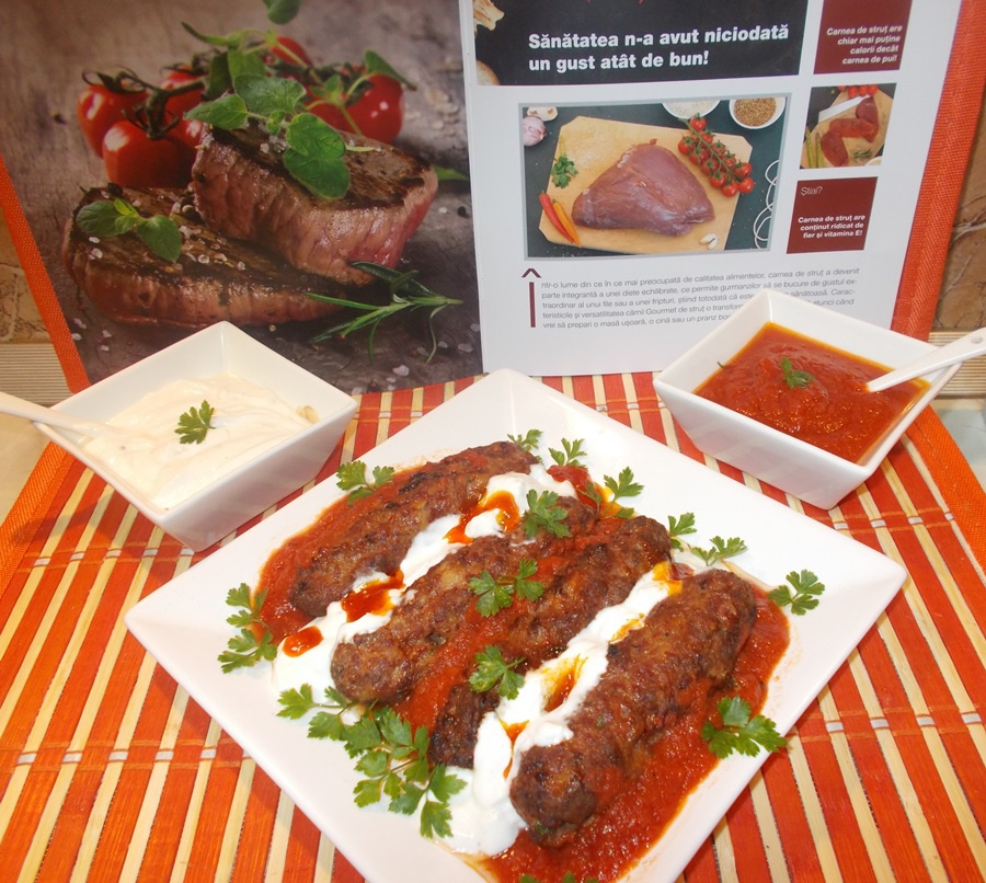 Chiftelute turcesti din carne de strut cu sos de iaurt si rosii