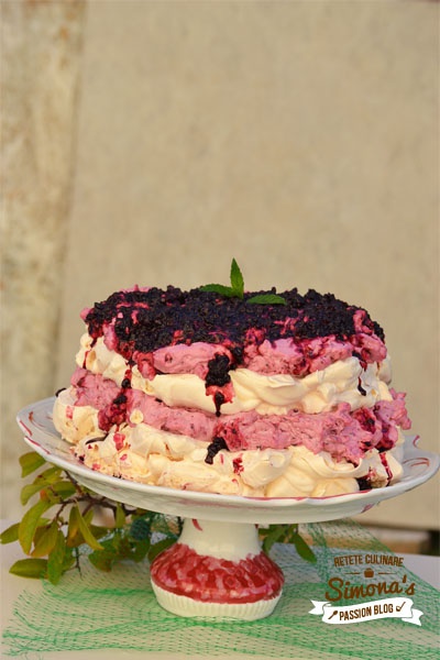 Pavlova cu afine si mure