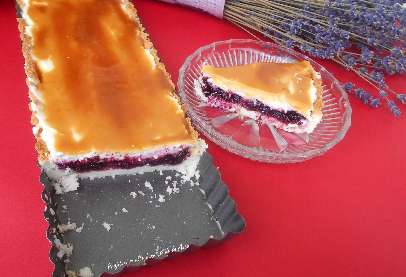 Tarta cu coacaze negre pe blat de cocos