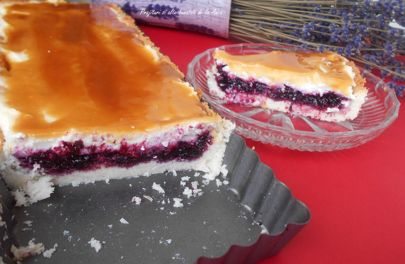 Tarta cu coacaze negre pe blat de cocos