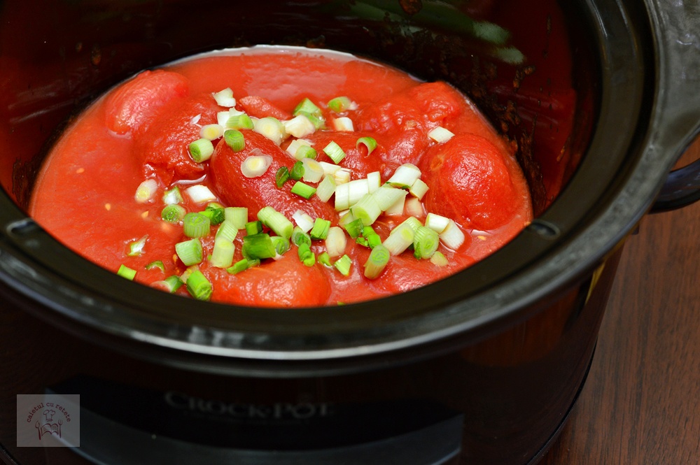 Supa crema de rosii cu crutoane, la slow cooker Crock-Pot