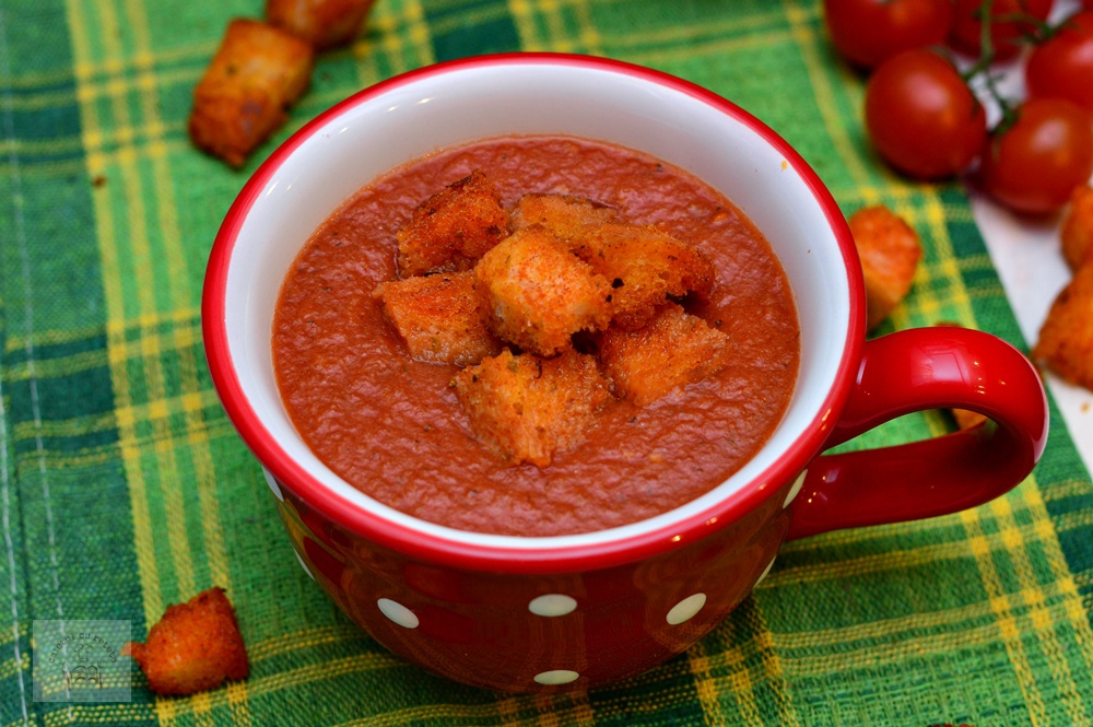 Supa crema de rosii cu crutoane, la slow cooker Crock-Pot