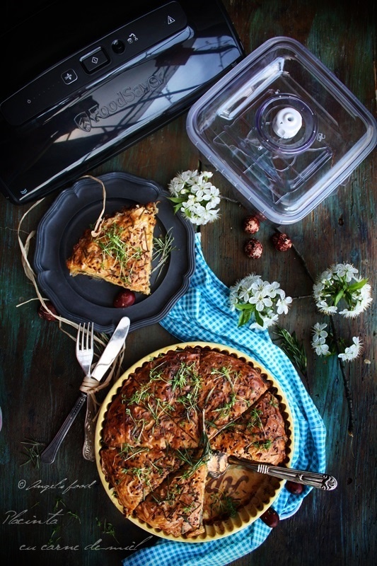 Placinta cu carne de miel pregatita cu aparatul de marinat FoodSaver