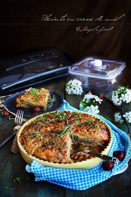 Placinta cu carne de miel pregatita cu aparatul de marinat FoodSaver