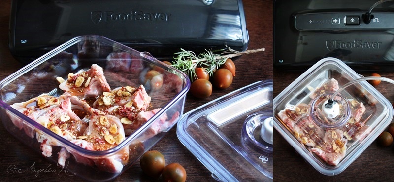 Cotlete de miel cu linte rosie si salata de verdeturi, pregatite cu aparatul de marinat FoodSaver