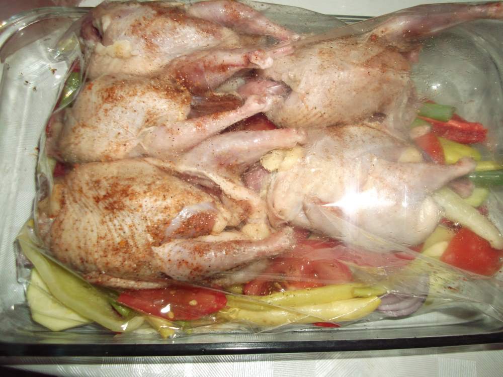 Prepelite la cuptor cu legume