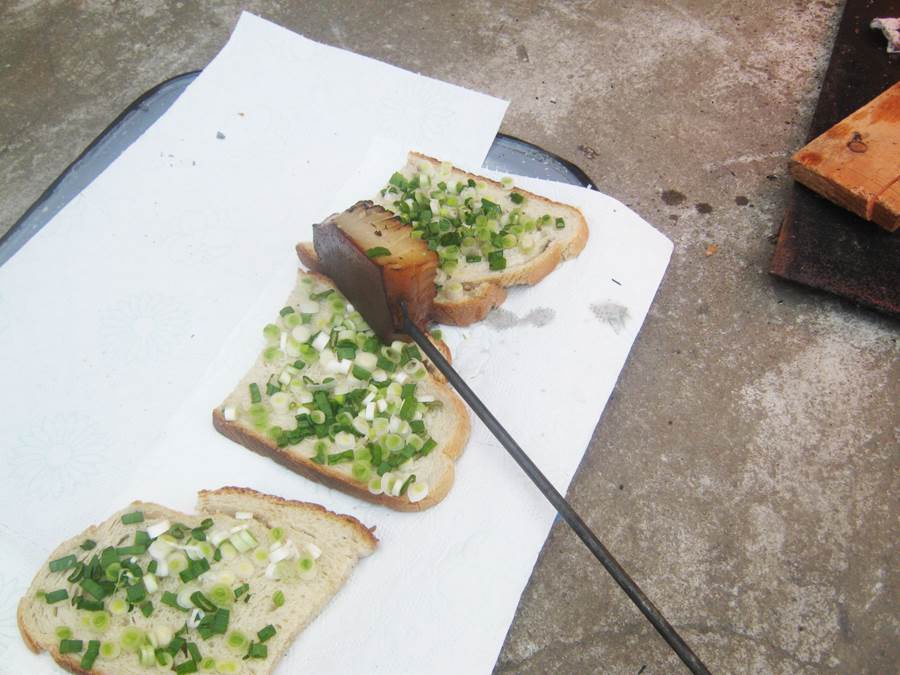 Clisa (slanina) fripta si pita picurata