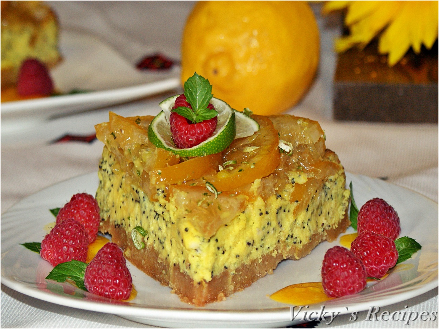 Cheesecake cu mac si confit de lamaie