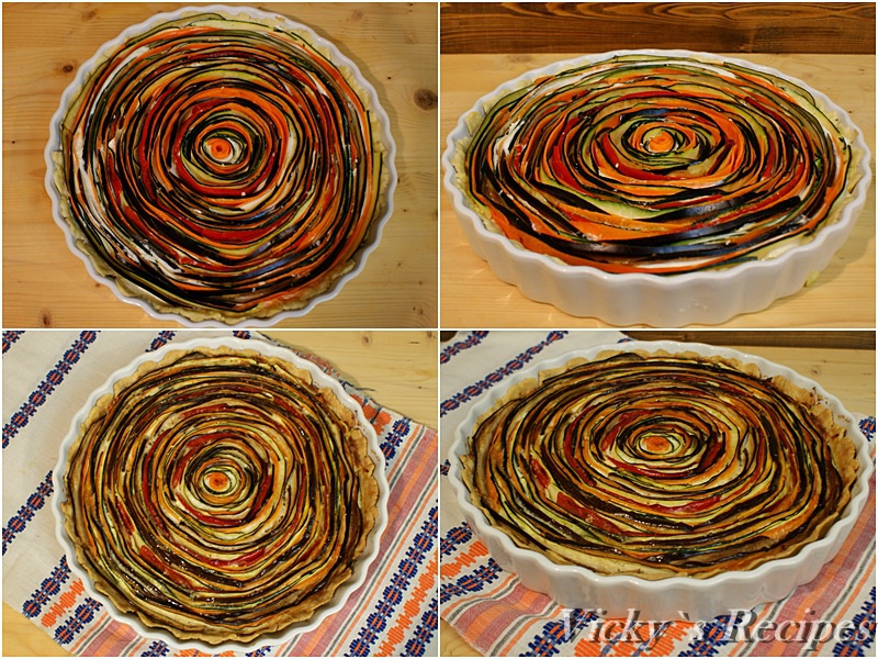 Tarta spiralata cu legume si mozzarella
