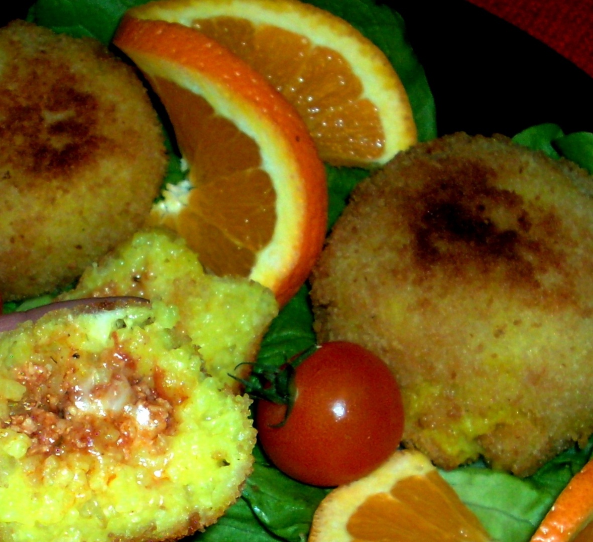 Arancini di riso cu piept de pui